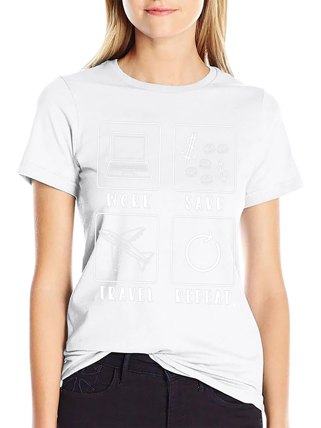 Work Save Travel Repeat Black T-Shirt product image 8