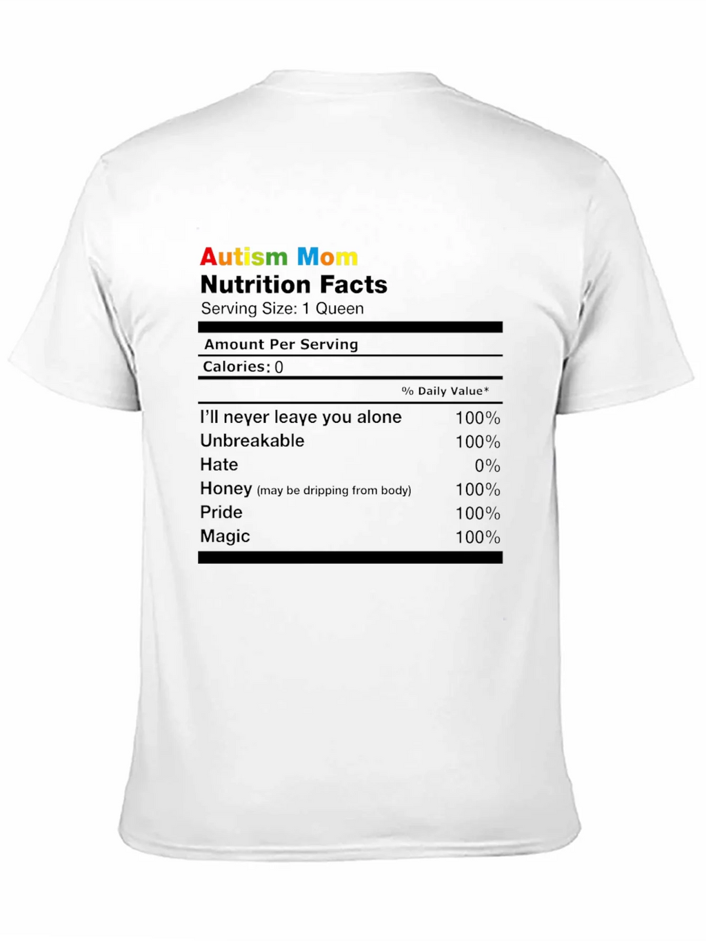 Autism Mom Nutrition Facts T-Shirt product image 9
