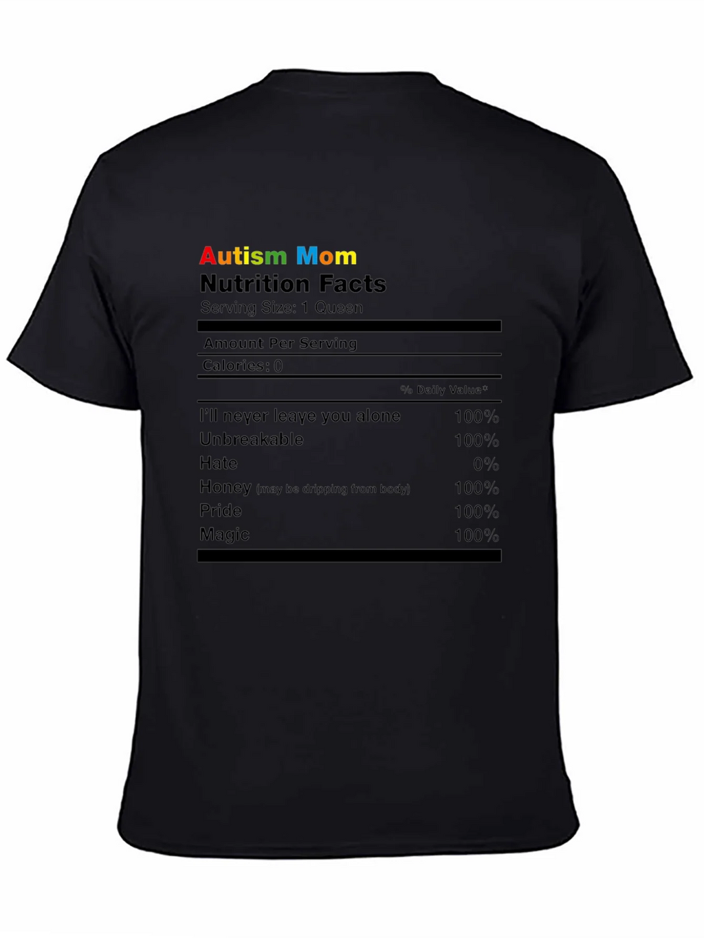 Autism Mom Nutrition Facts T-Shirt product image 4