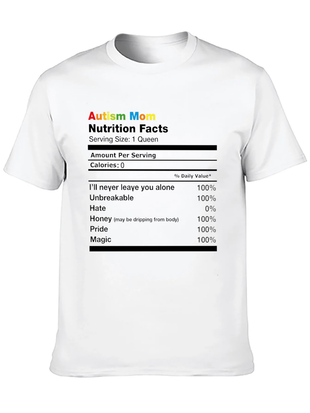 Autism Mom Nutrition Facts T-Shirt product image 8