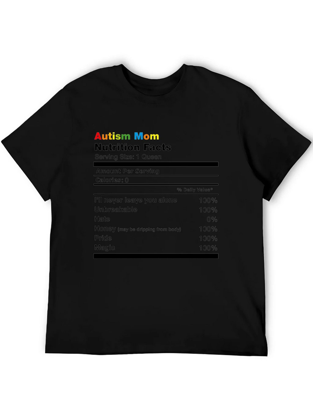 Autism Mom Nutrition Facts T-Shirt product image 5