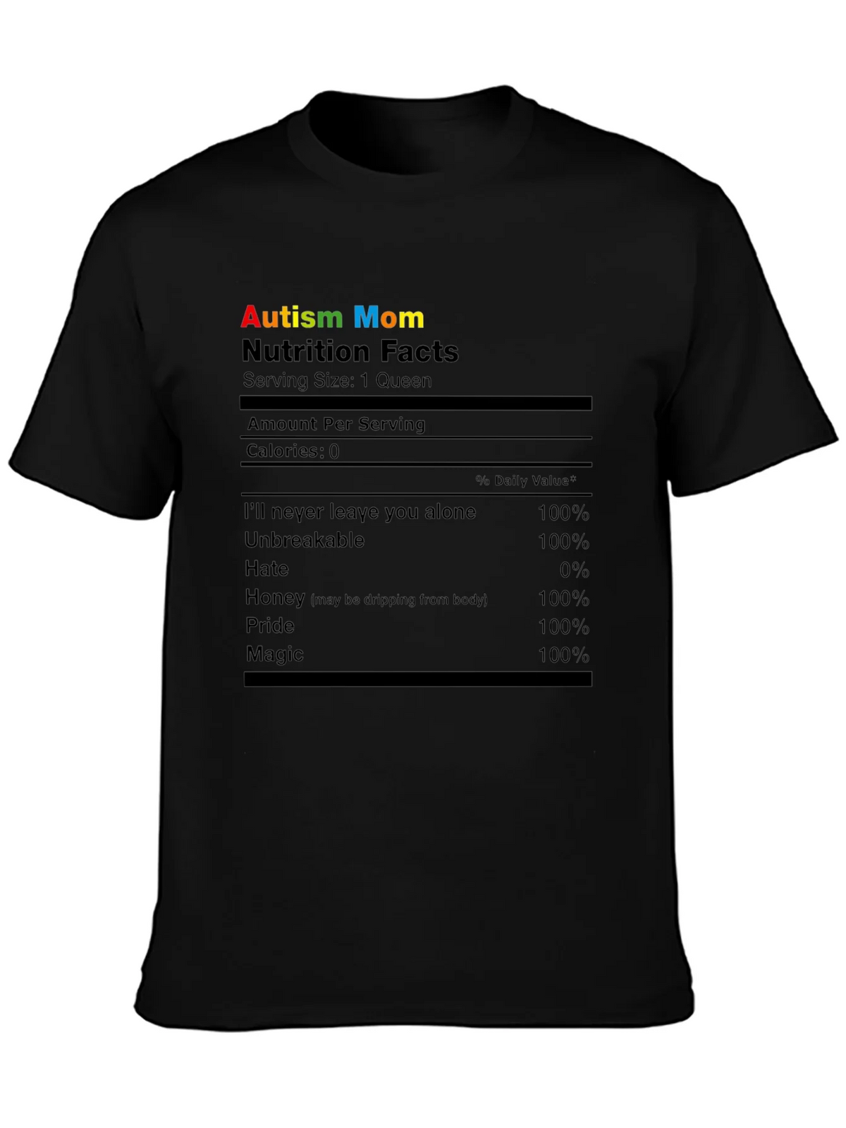 Autism Mom Nutrition Facts T-Shirt product image 3