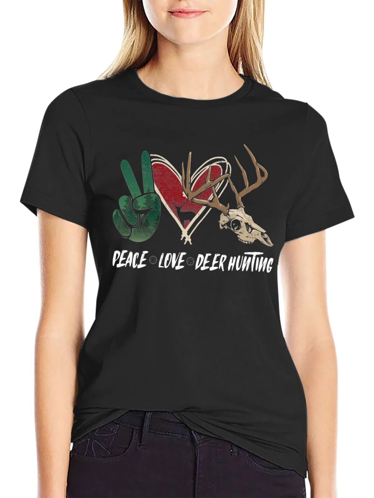 Peace Love Deer Hunting Graphic Tee product image 2