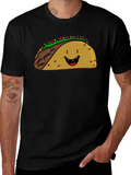 Happy Taco Graphic Tee - Black Cotton Blend product image 1