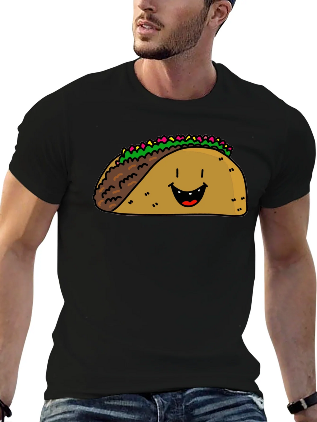 Happy Taco Graphic Tee - Black Cotton Blend product image 5