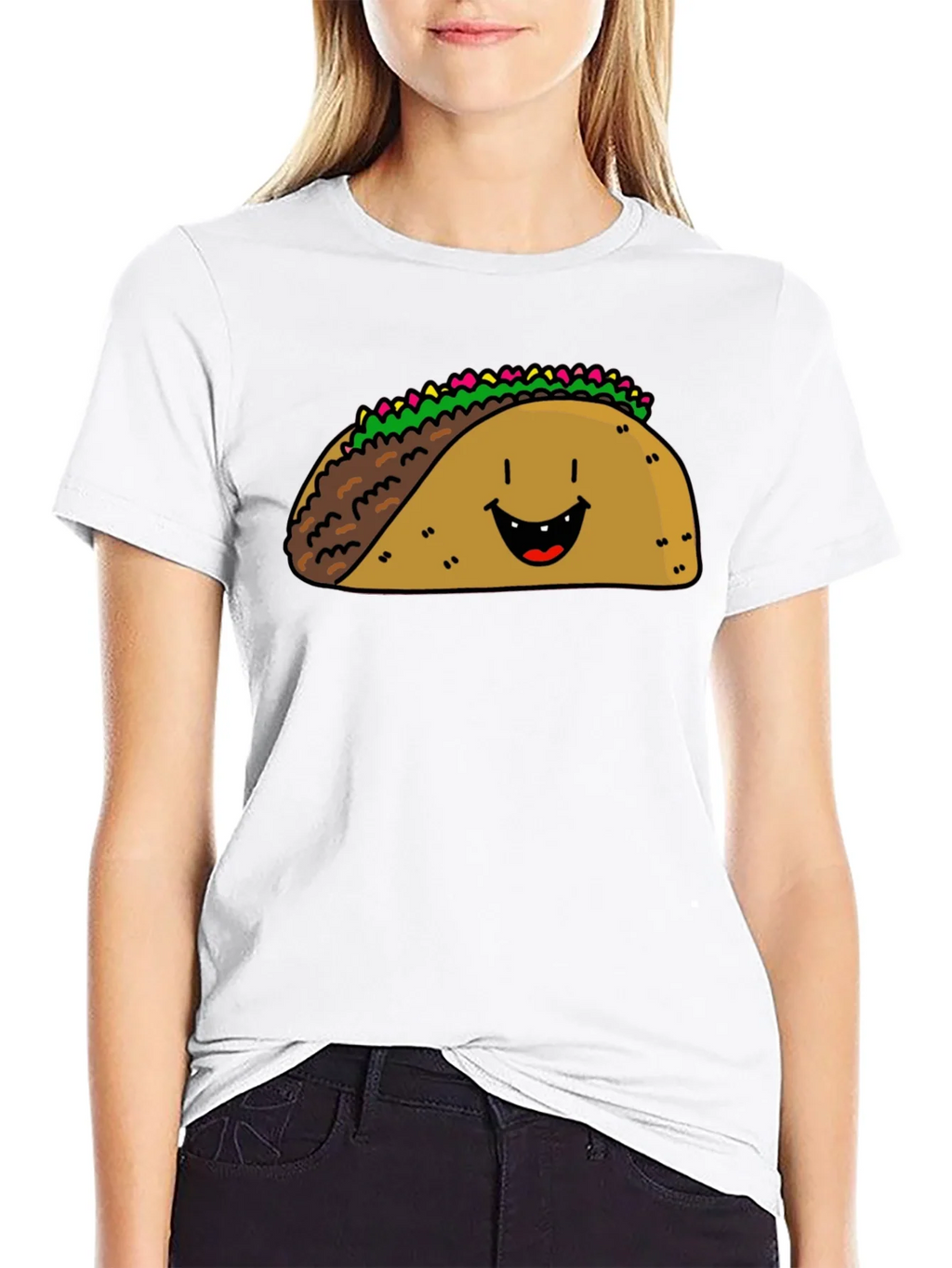 Happy Taco Graphic Tee - Black Cotton Blend product image 7