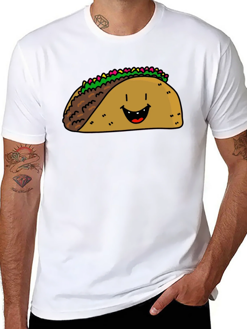 Happy Taco Graphic Tee - Black Cotton Blend product image 6