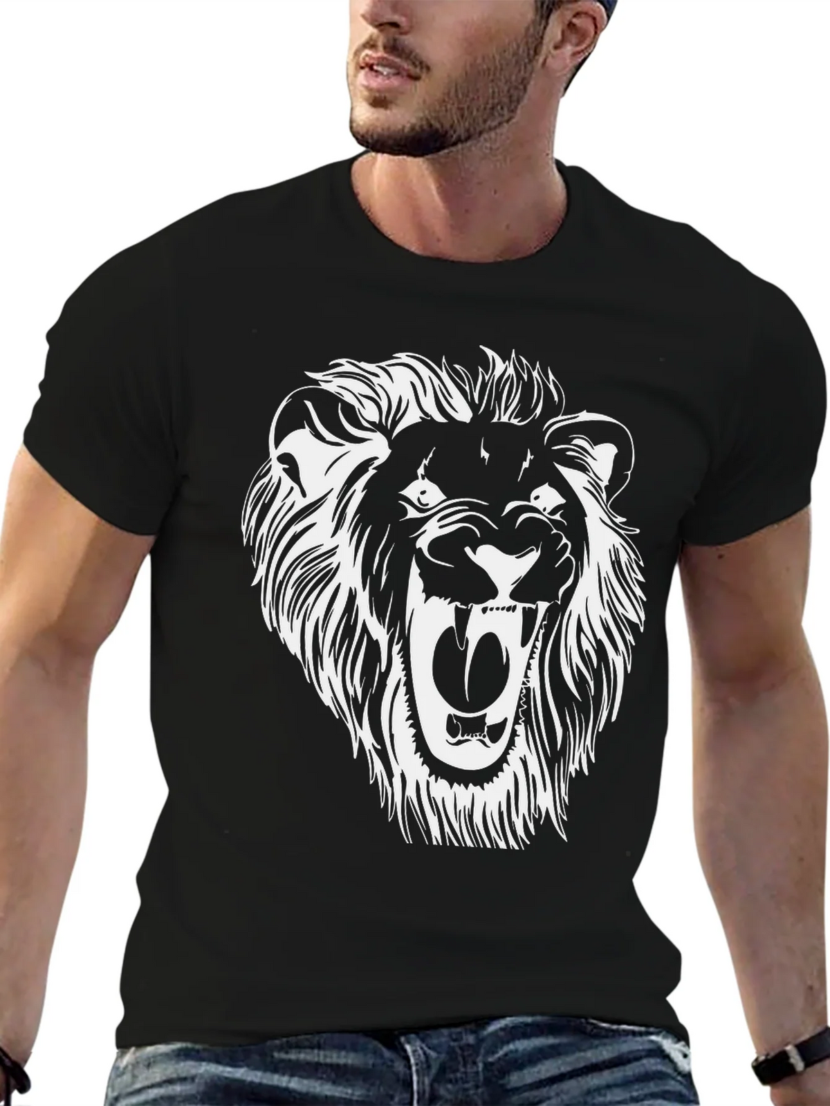 Lion Graphic Tee - Black Cotton Blend product image 3