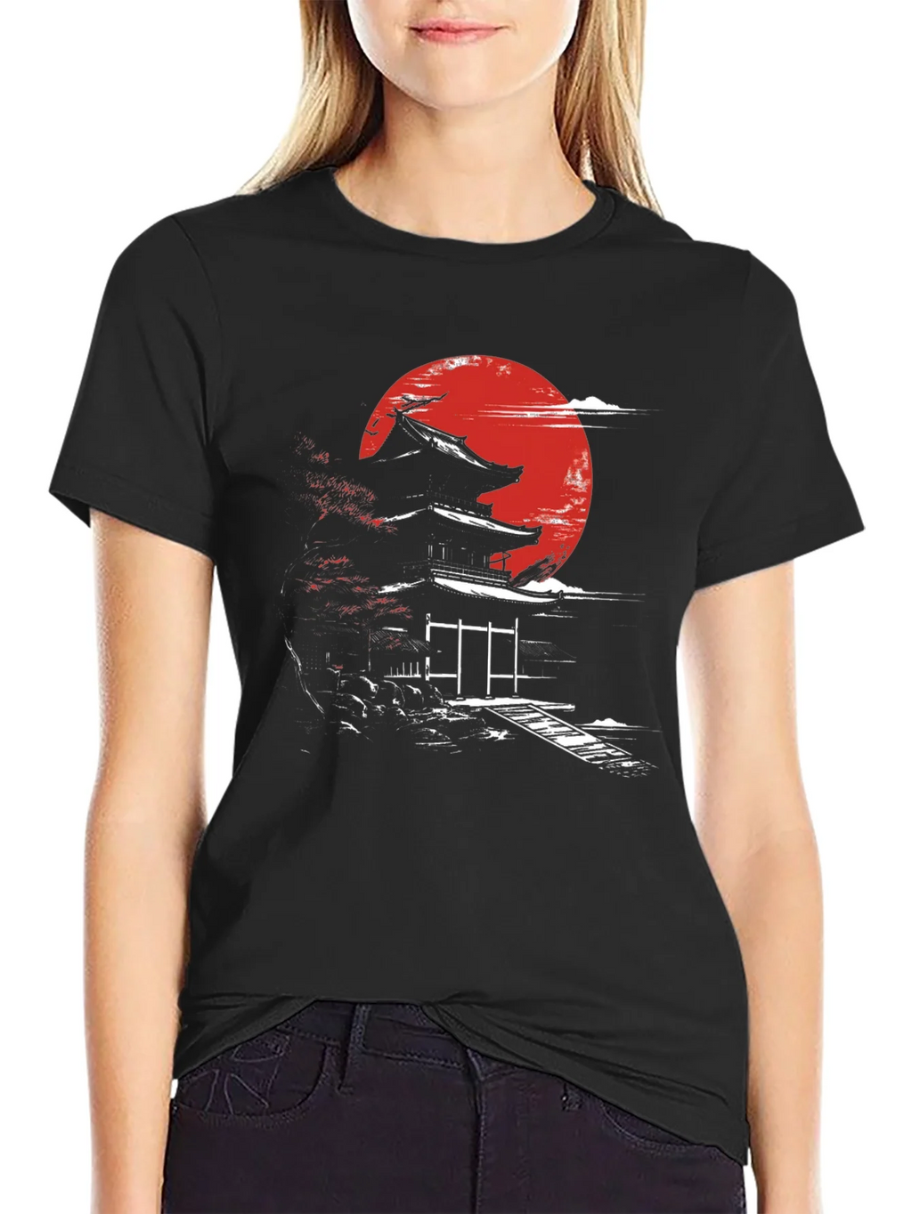 Japanese Temple Moon Graphic T-Shirt product image 2