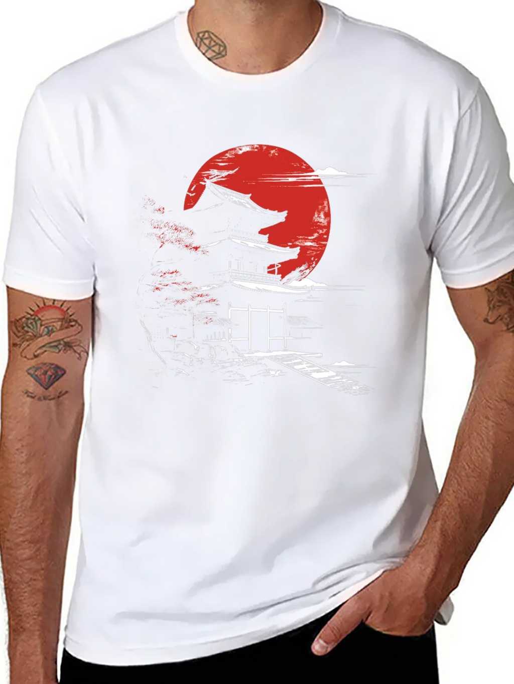 Japanese Temple Moon Graphic T-Shirt product image 7
