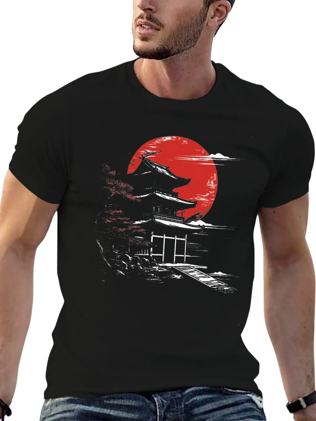 Japanese Temple Moon Graphic T-Shirt product image 6