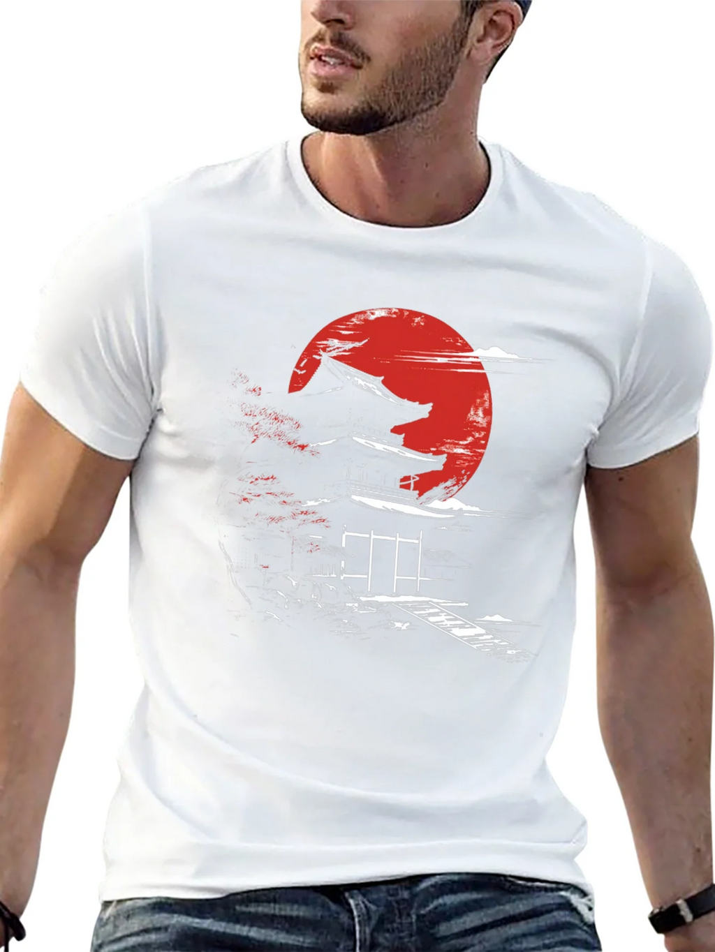 Japanese Temple Moon Graphic T-Shirt product image 12