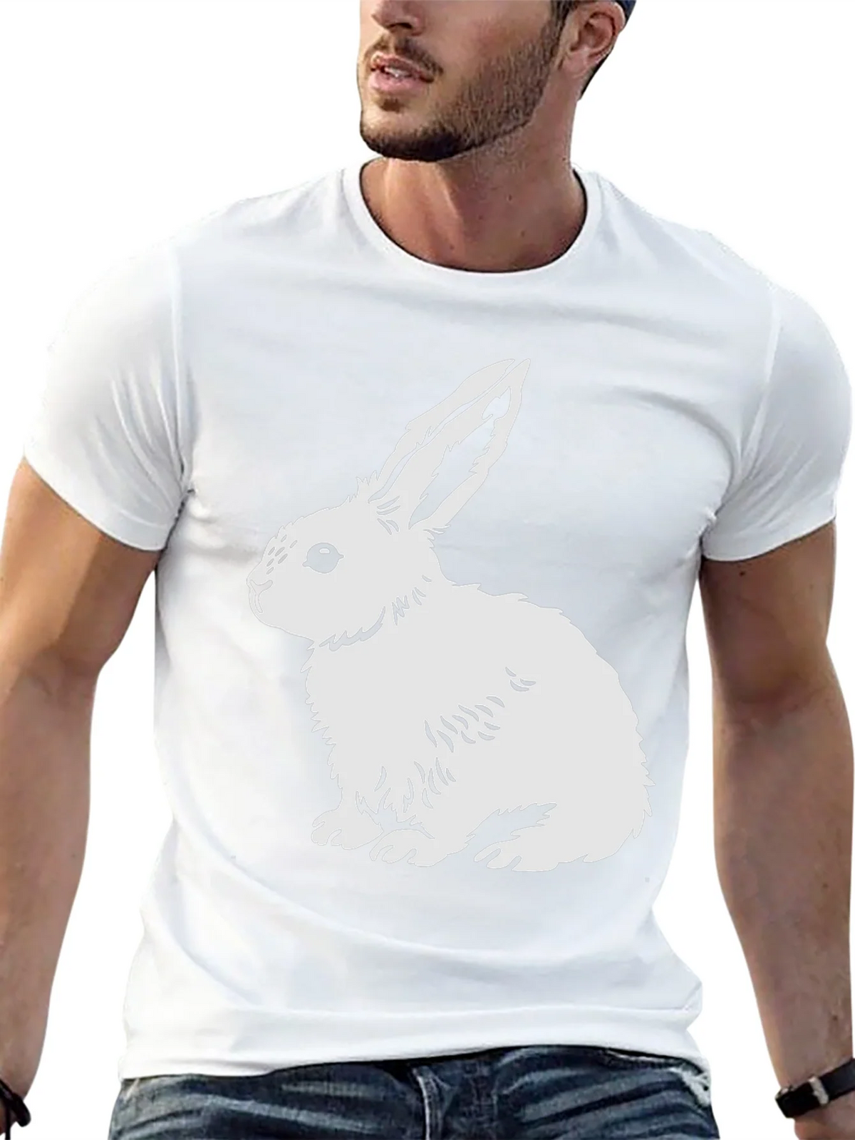 Rabbit Graphic Tee - Black Cotton Blend Shirt product image 9