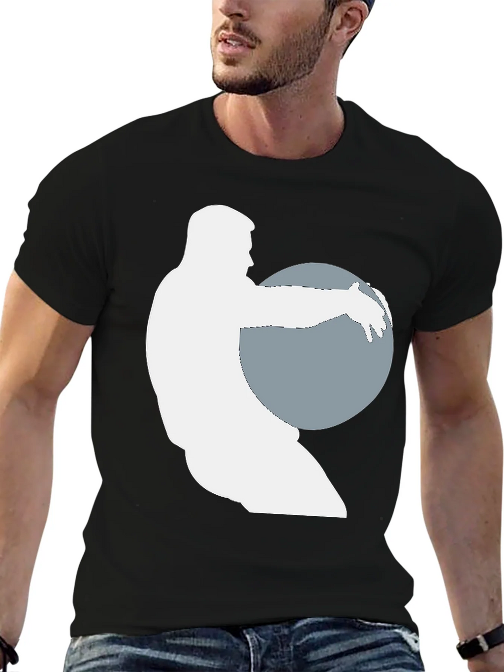 Weightlifter Silhouette Black T-Shirt product image 5