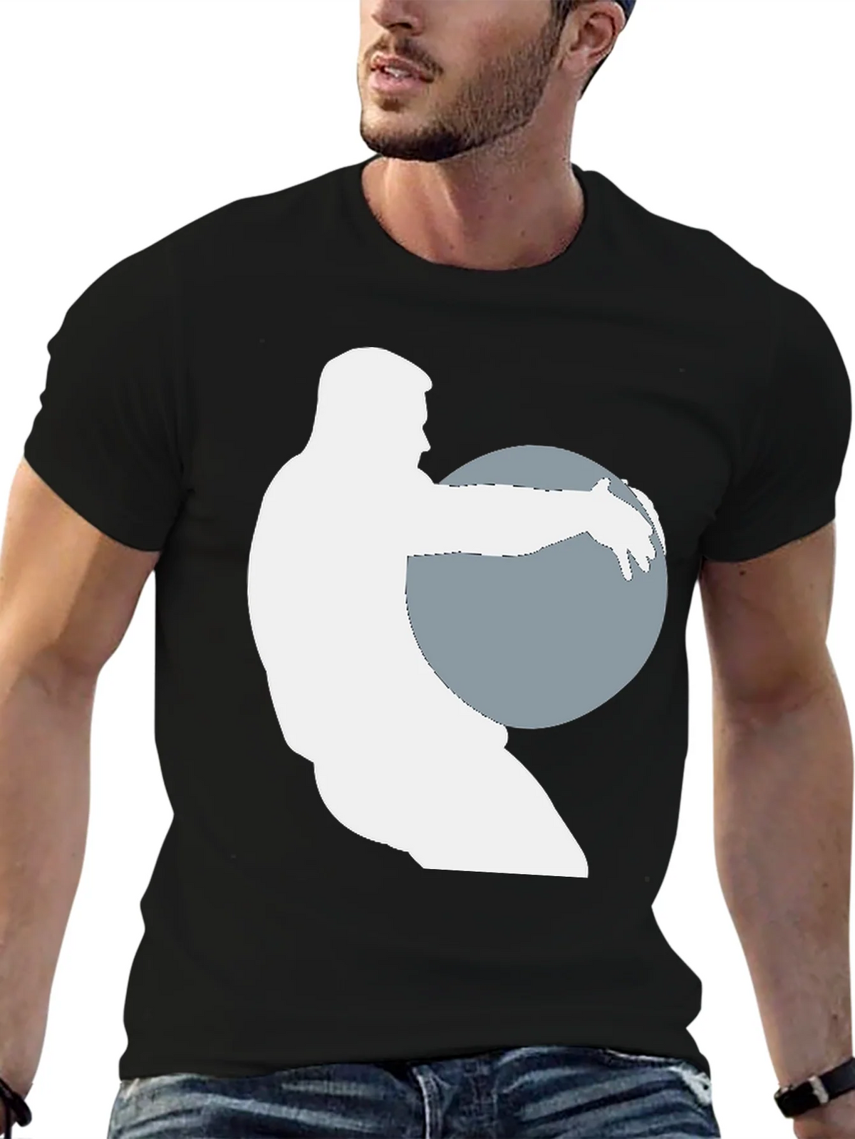 Weightlifter Silhouette Black T-Shirt product image 5