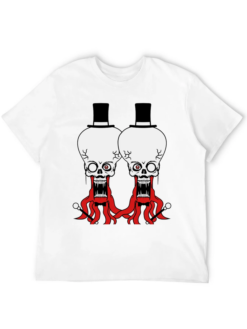 Skull Octopus Top Hat Graphic Tee - Black