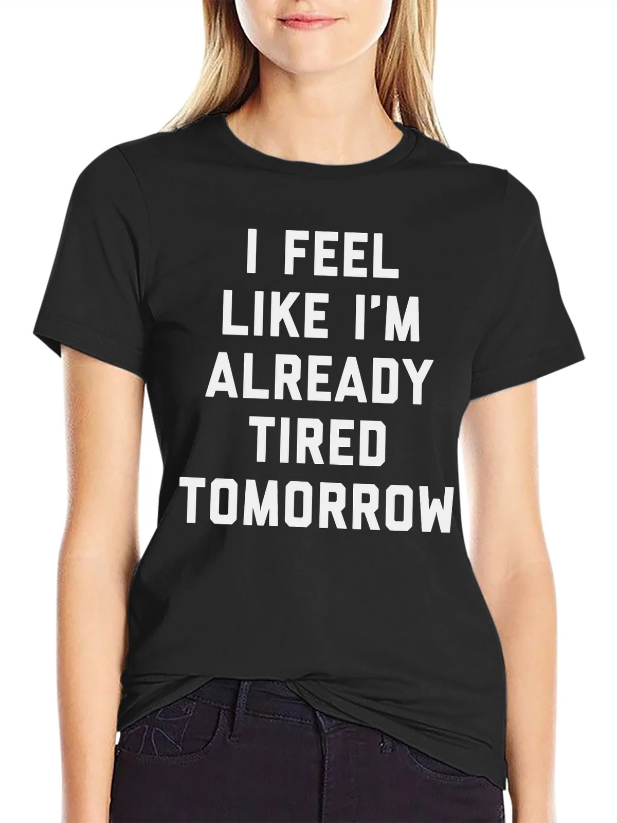 Funny Tired Tomorrow Black Graphic T-Shirt product image 2