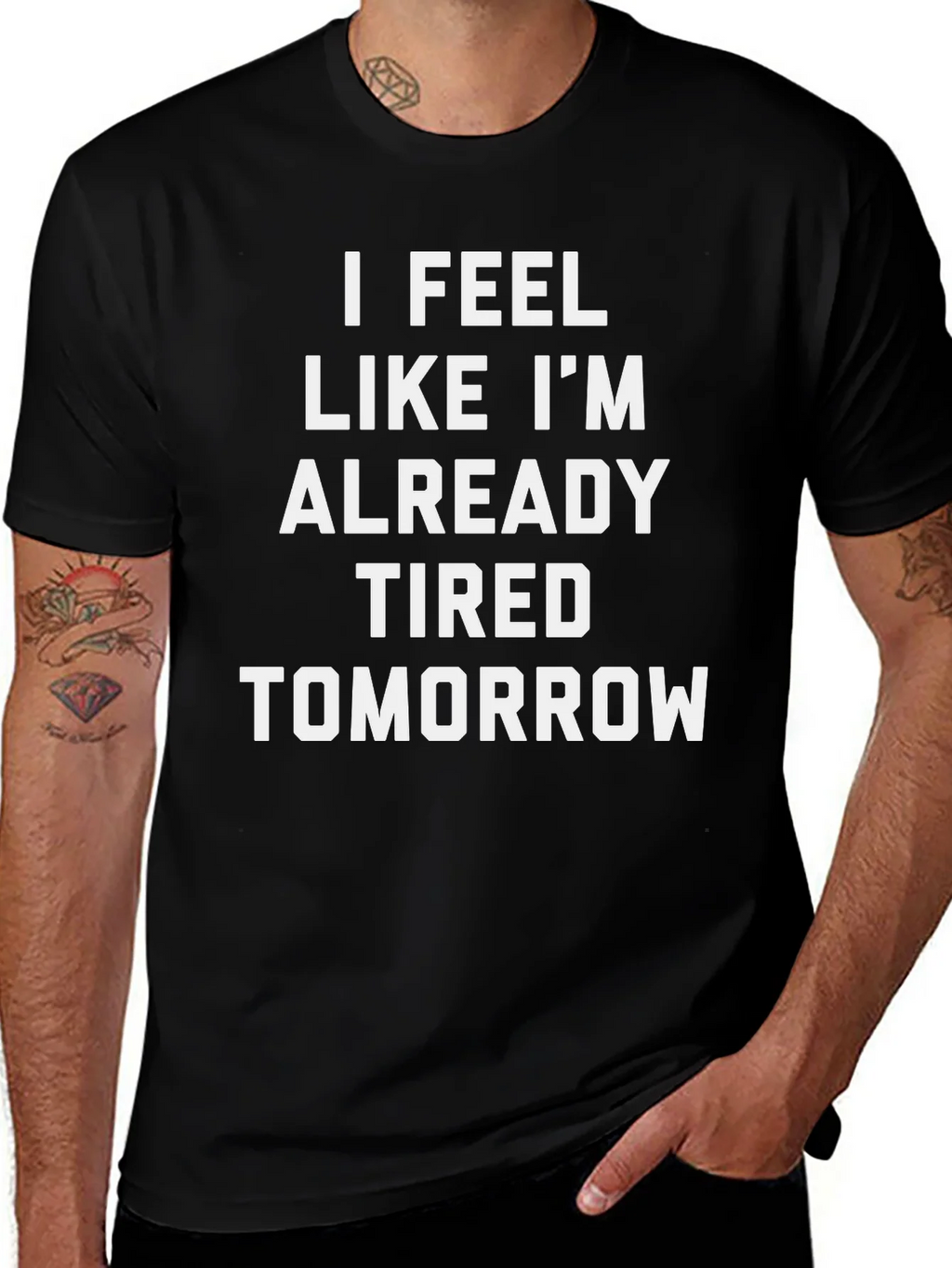 Funny Tired Tomorrow Black Graphic T-Shirt product image 1