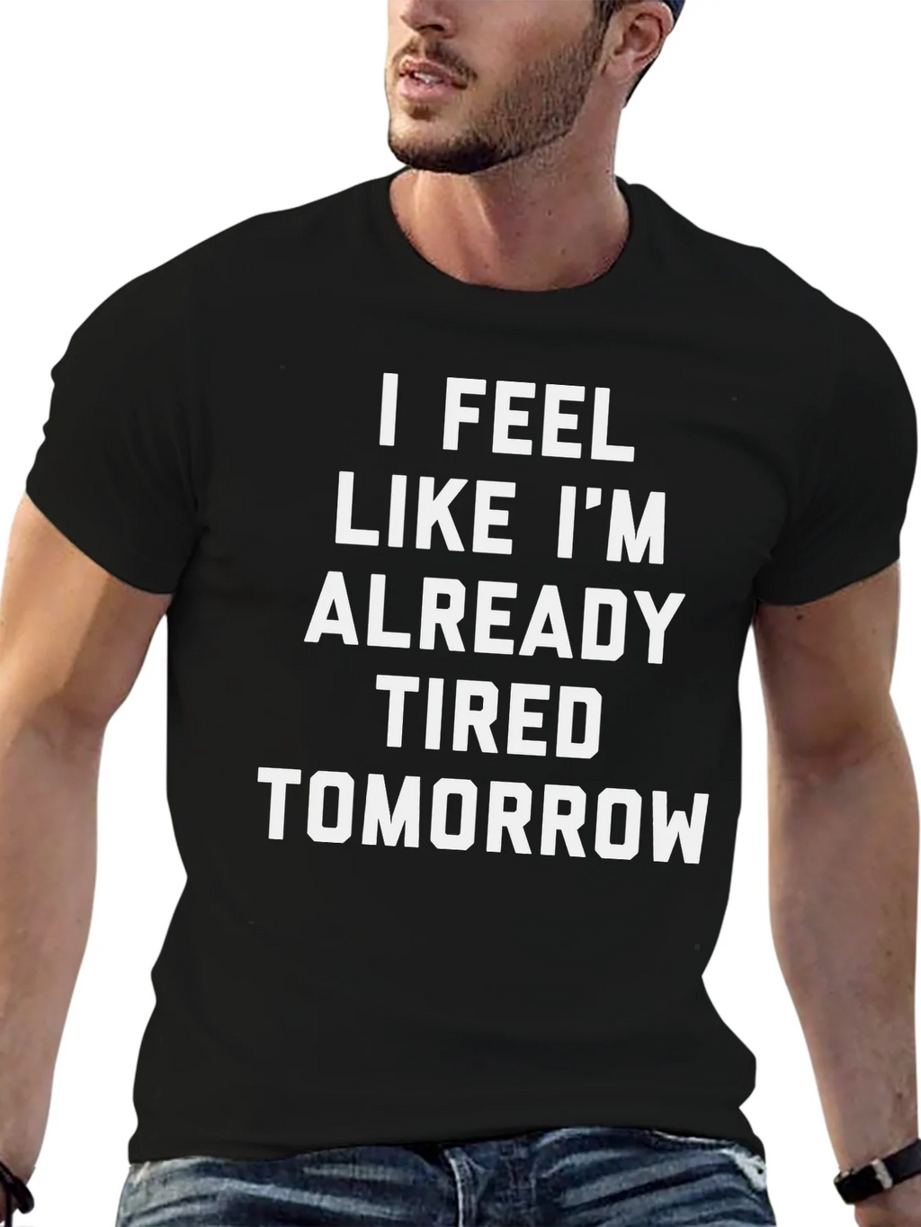 Funny Tired Tomorrow Black Graphic T-Shirt product image 6