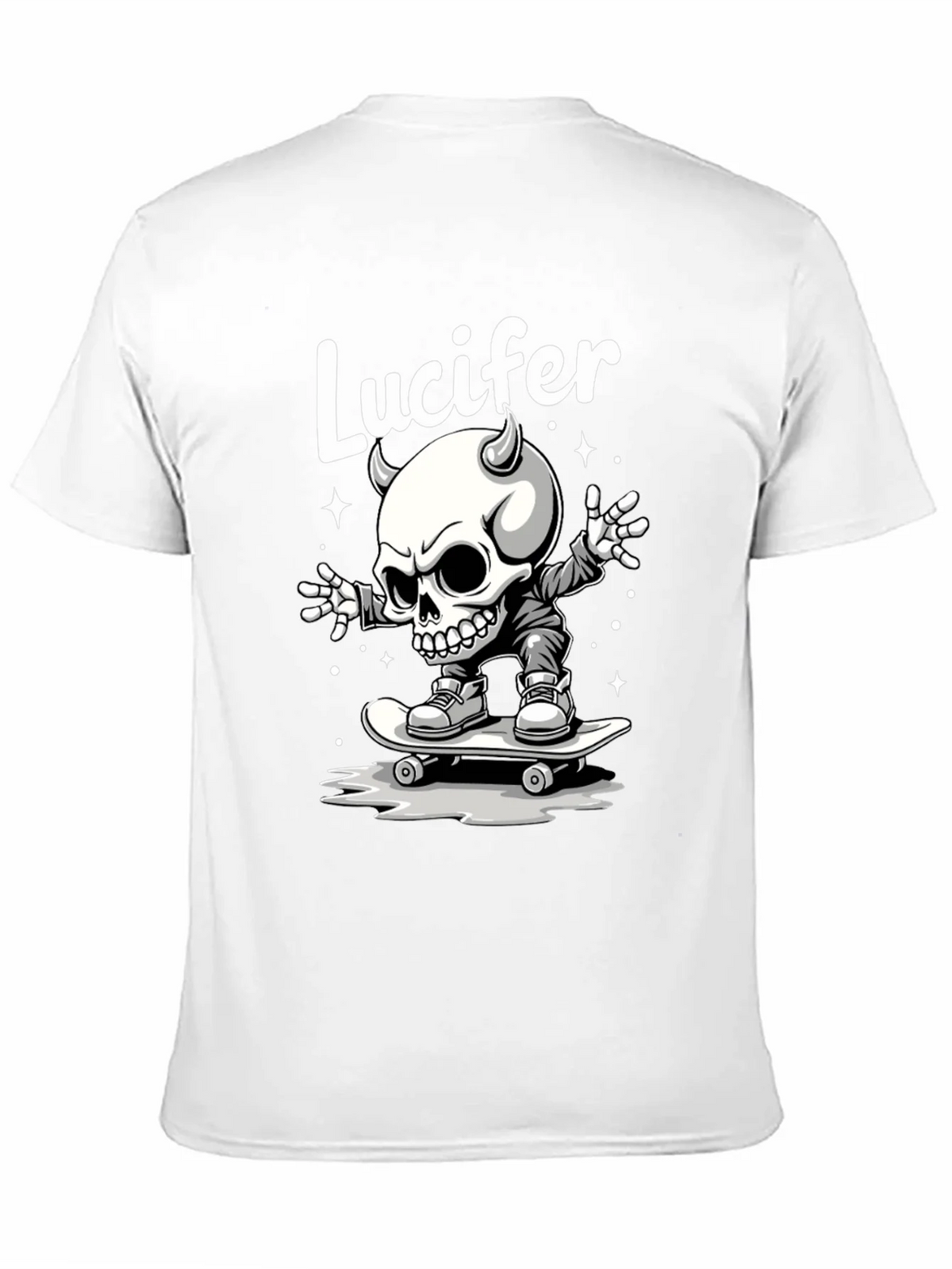 Lucifer Skateboard Skeleton Graphic Black T-Shirt product image 10