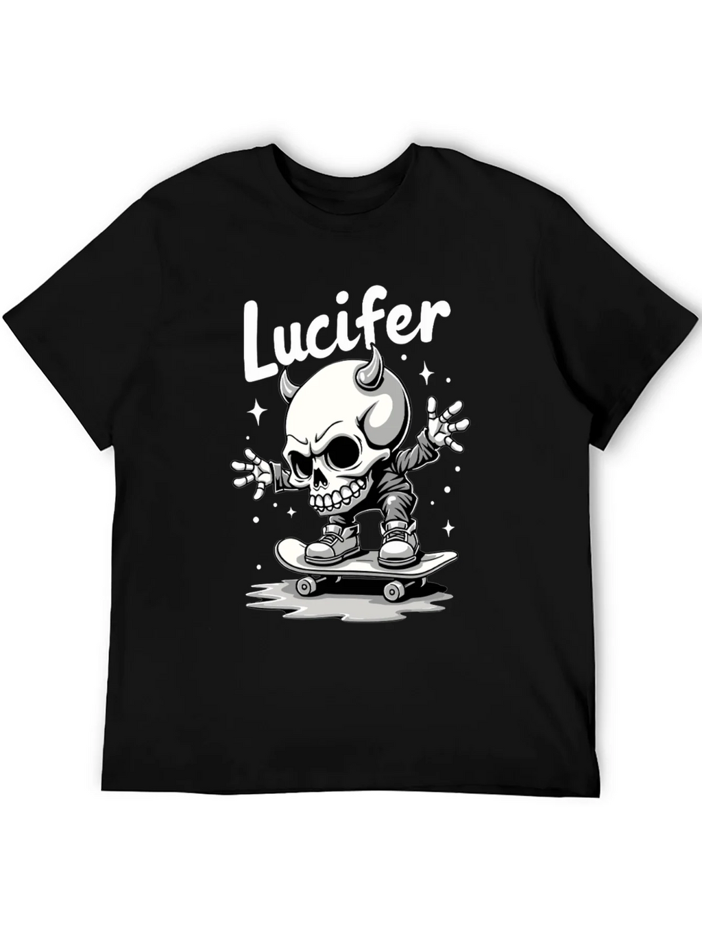 Lucifer Skateboard Skeleton Graphic Black T-Shirt product image 5