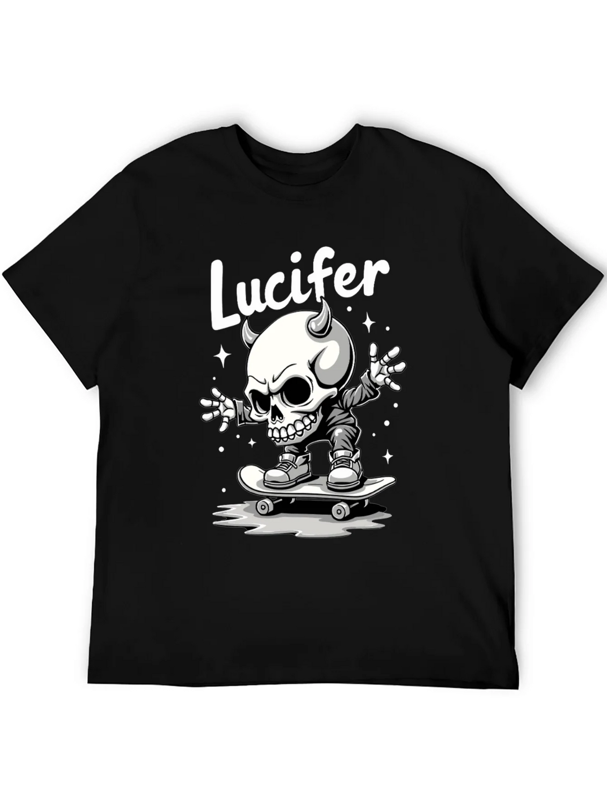 Lucifer Skateboard Skeleton Graphic Black T-Shirt product image 5