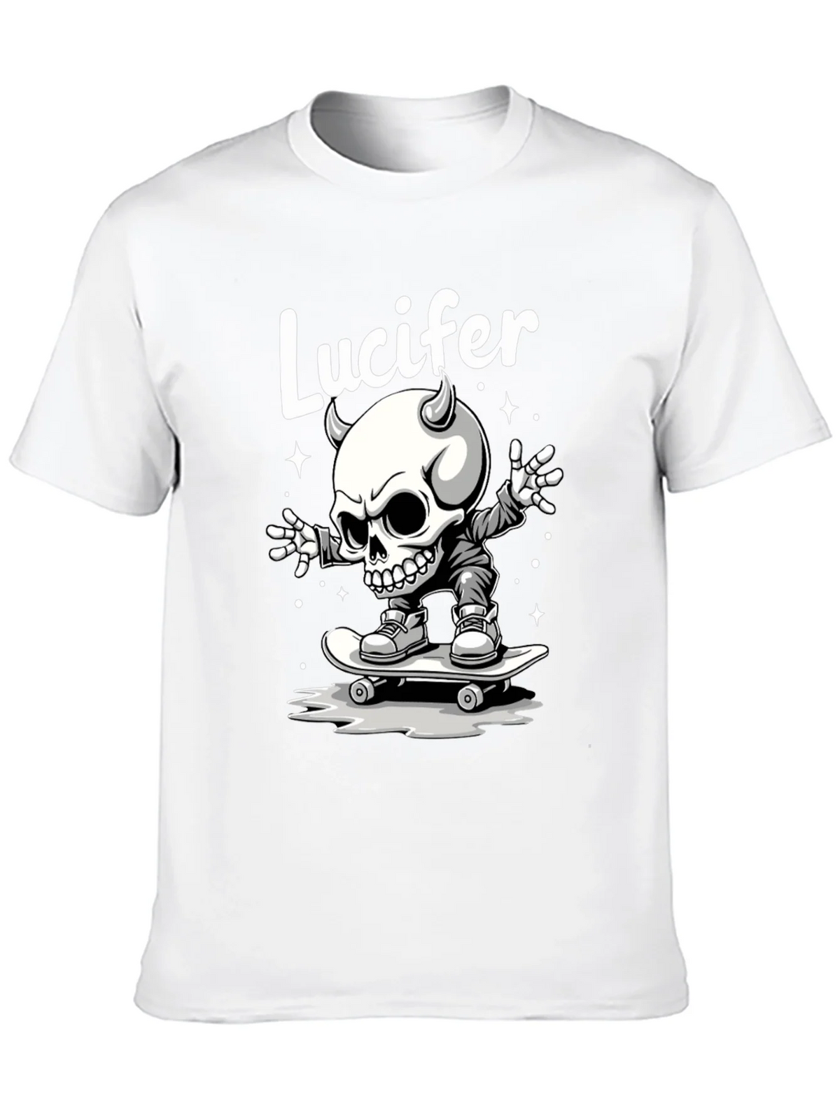 Lucifer Skateboard Skeleton Graphic Black T-Shirt product image 9