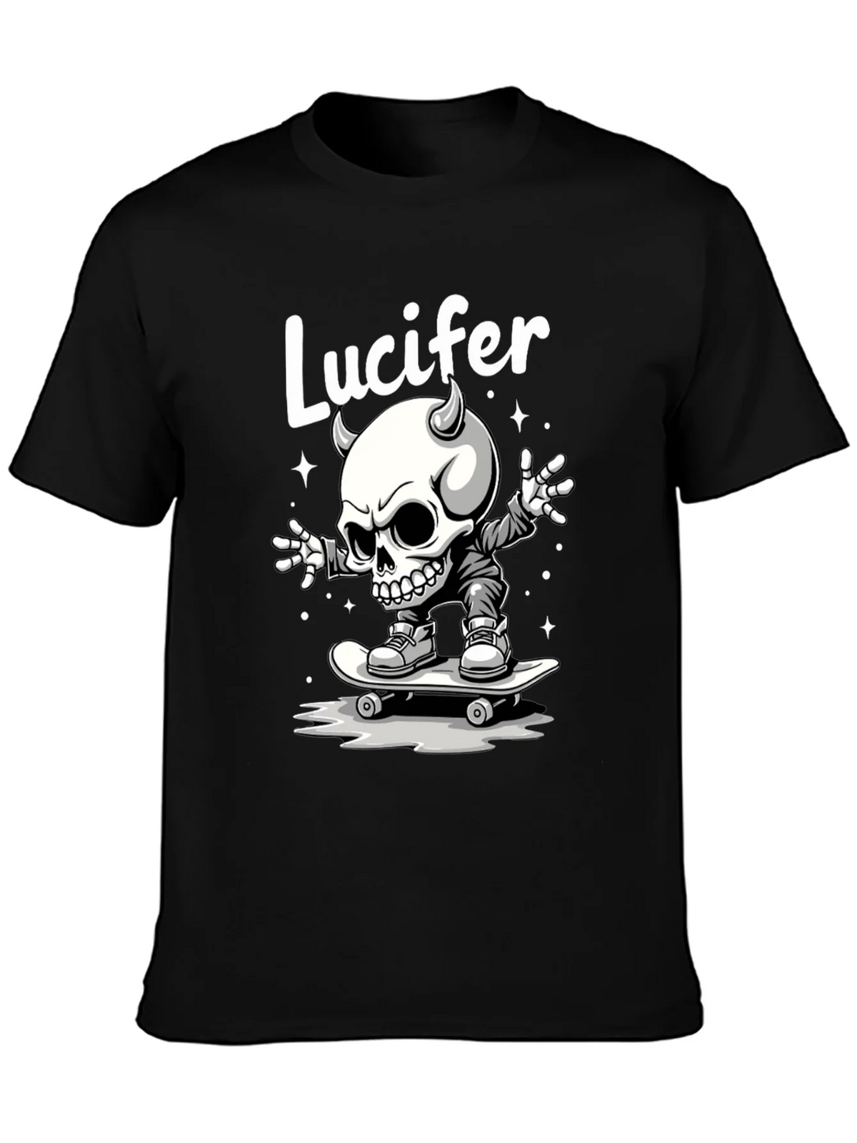 Lucifer Skateboard Skeleton Graphic Black T-Shirt product image 3