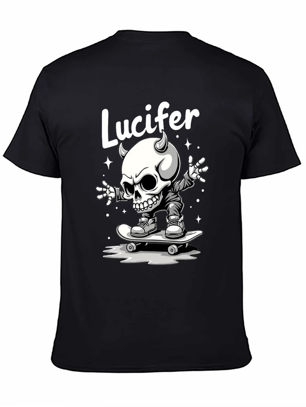 Lucifer Skateboard Skeleton Graphic Black T-Shirt product image 4