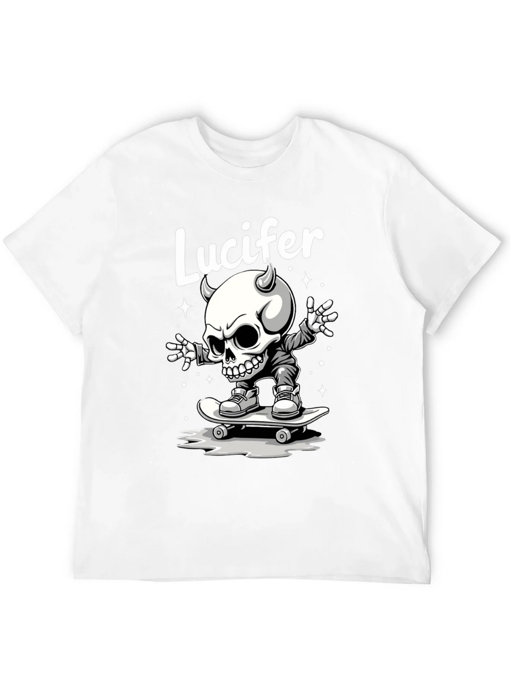 Lucifer Skateboard Skeleton Graphic Black T-Shirt product image 11