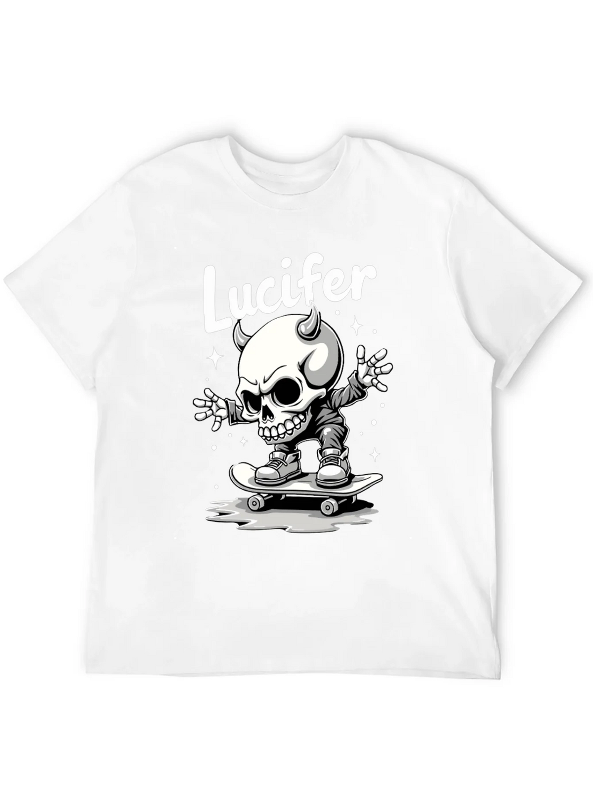 Lucifer Skateboard Skeleton Graphic Black T-Shirt product image 11