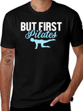 But First Pilates T-Shirt - Black Cotton Fitness Tee product image 1