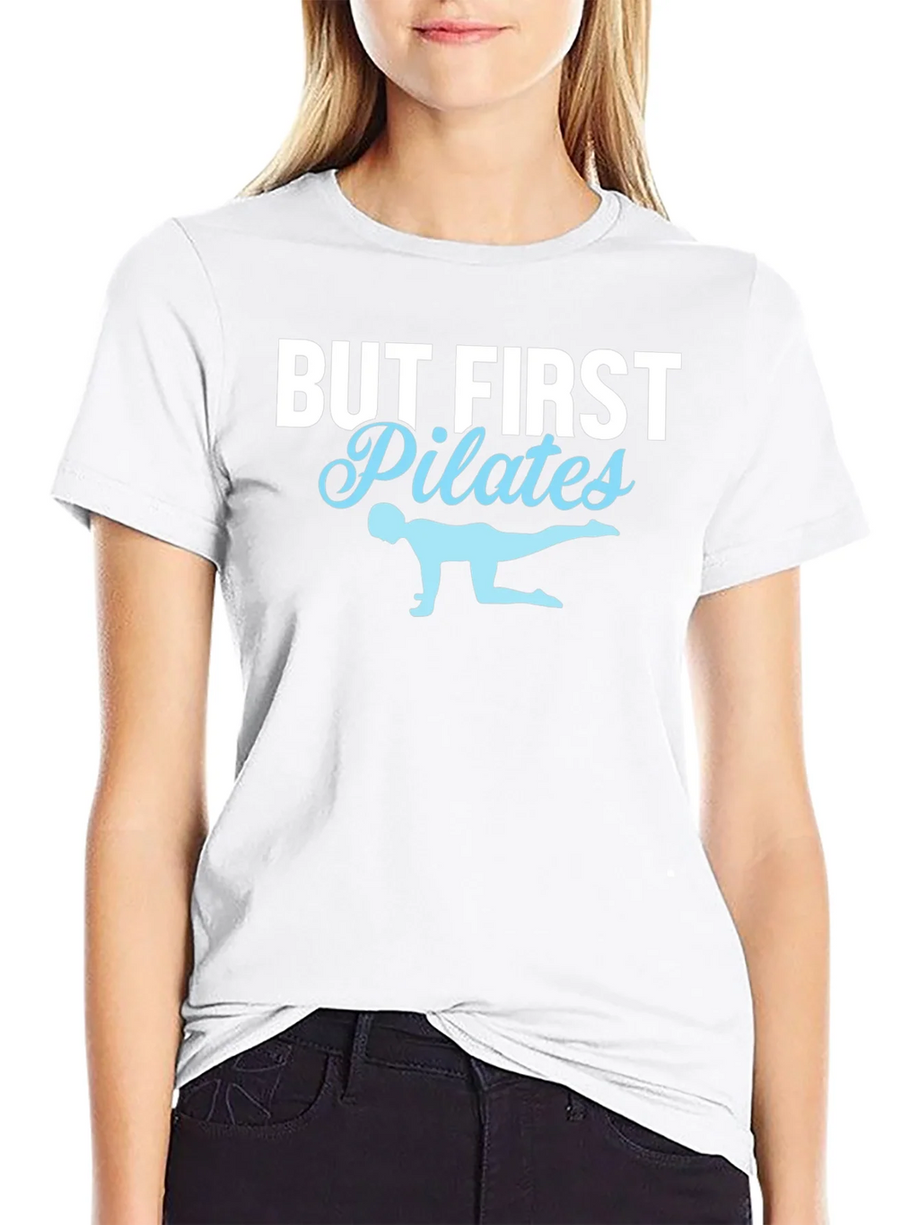 But First Pilates T-Shirt - Black Cotton Fitness Tee product image 8