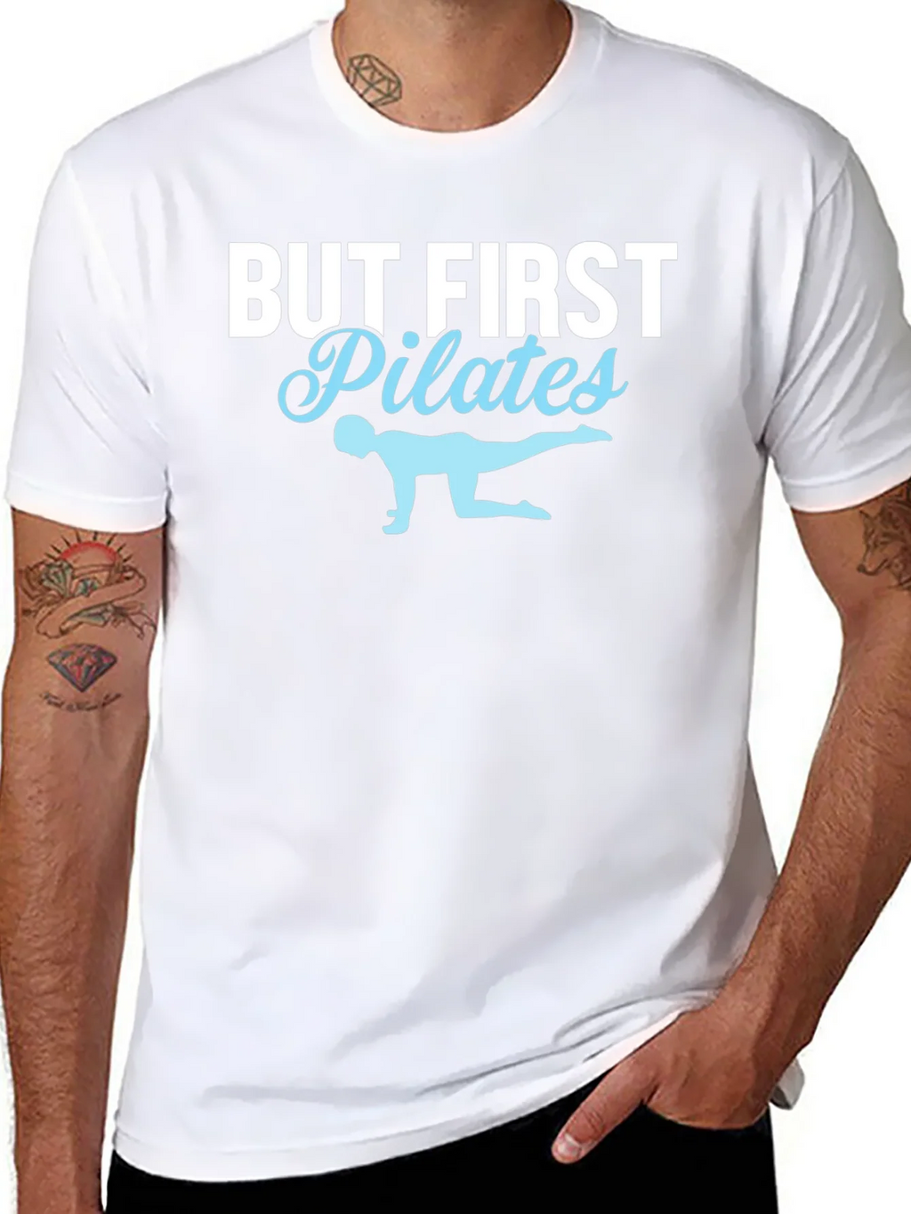 But First Pilates T-Shirt - Black Cotton Fitness Tee product image 7