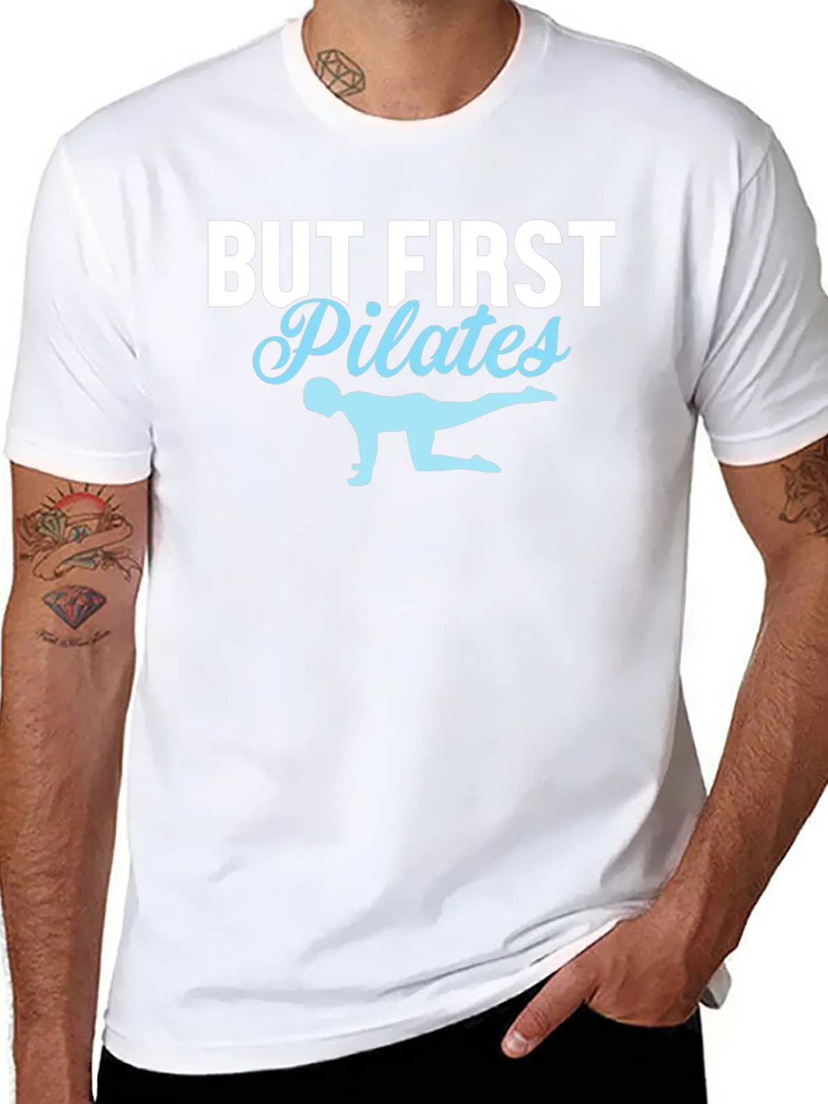 But First Pilates T-Shirt - Black Cotton Fitness Tee product image 7