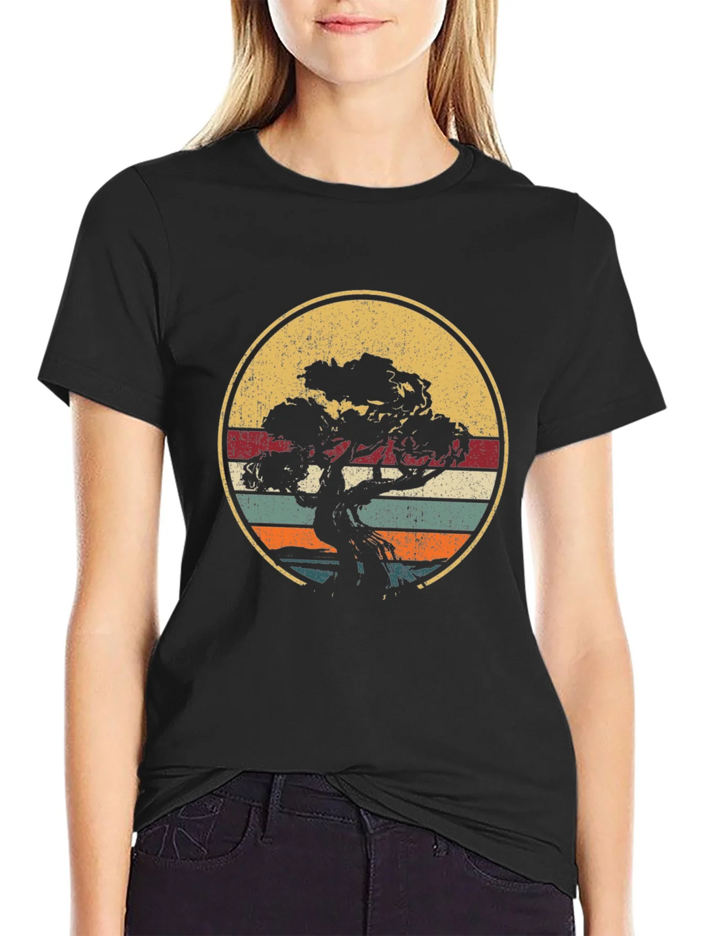 Bonsai Tree Retro Sunset T-Shirt product image 2