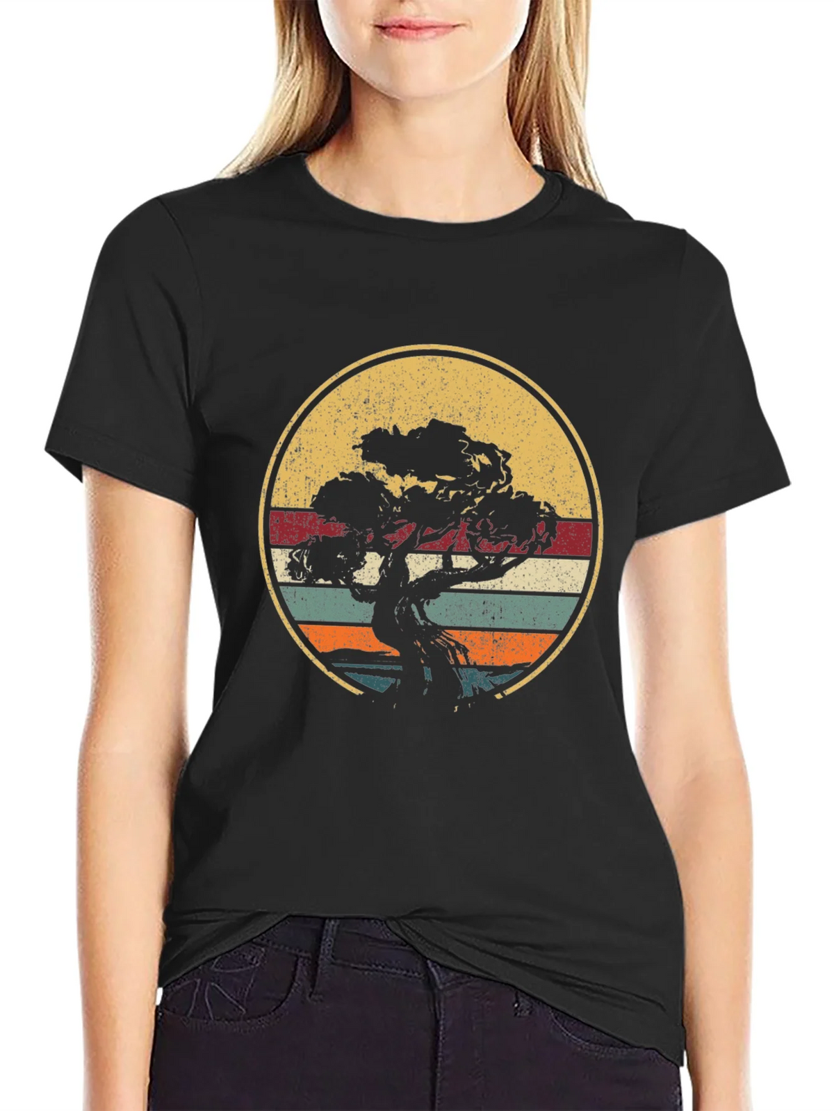 Bonsai Tree Retro Sunset T-Shirt product image 2