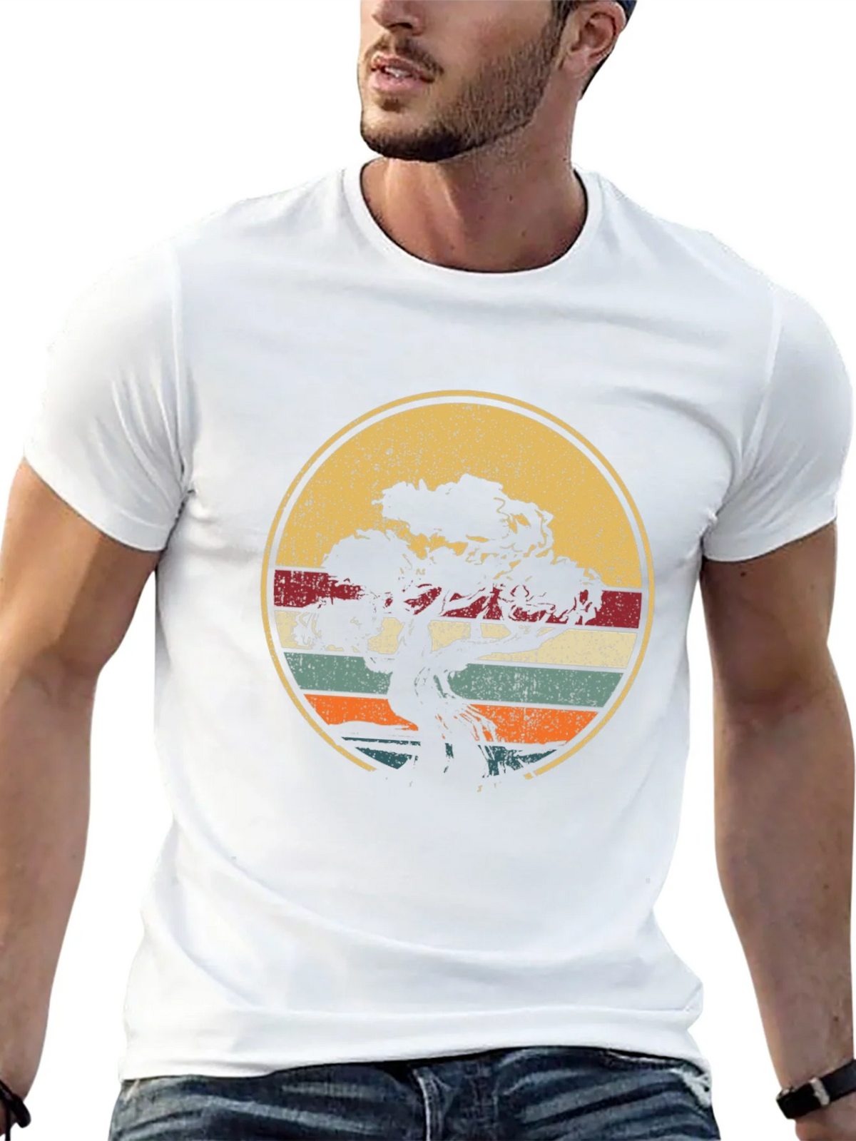 Bonsai Tree Retro Sunset T-Shirt product image 12