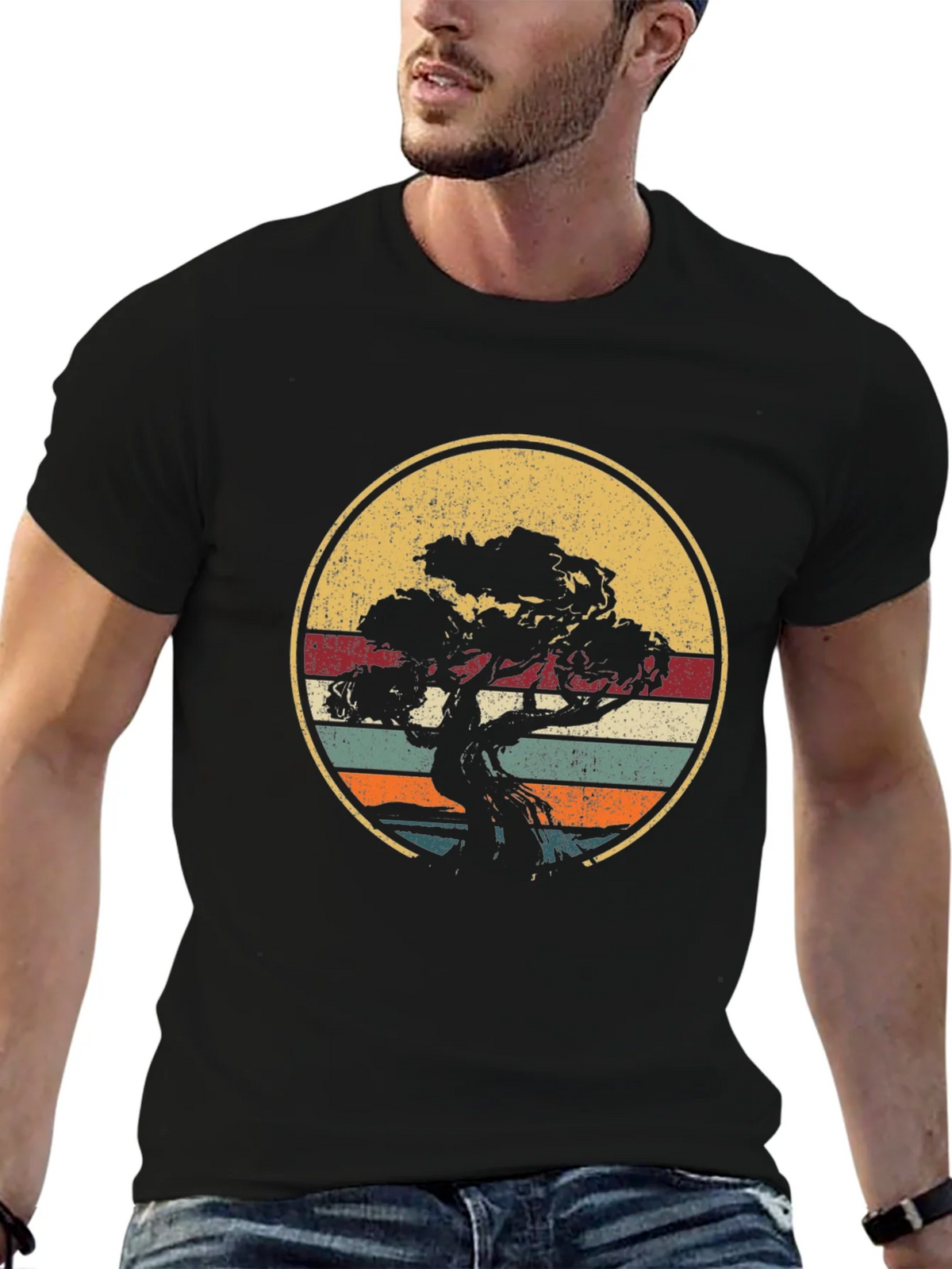 Bonsai Tree Retro Sunset T-Shirt product image 6