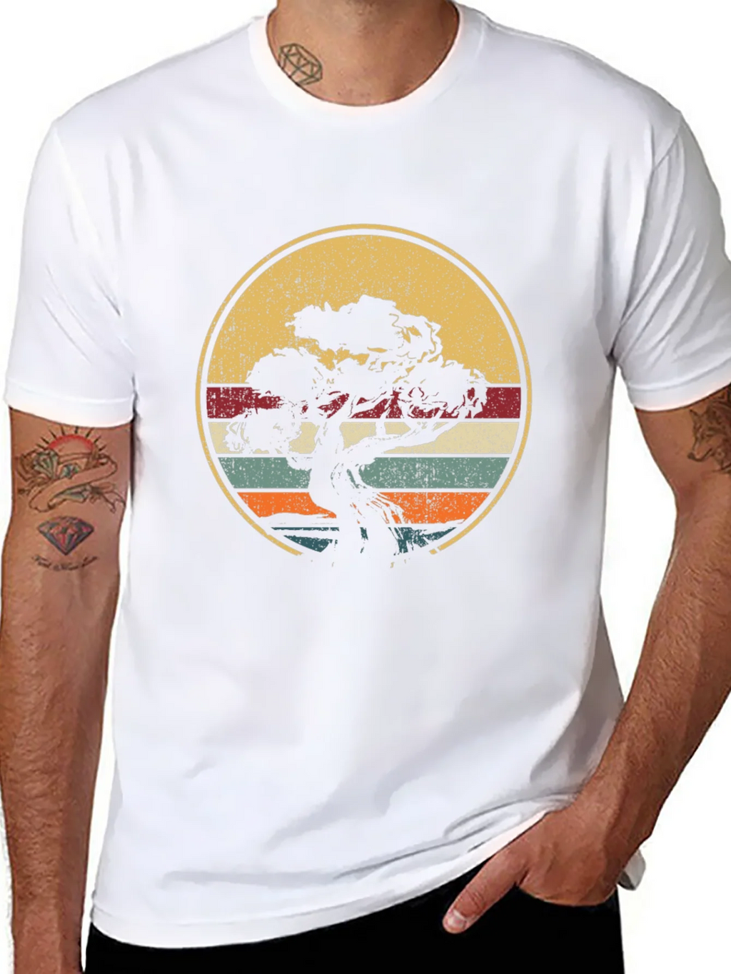 Bonsai Tree Retro Sunset T-Shirt product image 7
