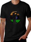 Cricket Player India Flag Graphic Black T-Shirt product image 1