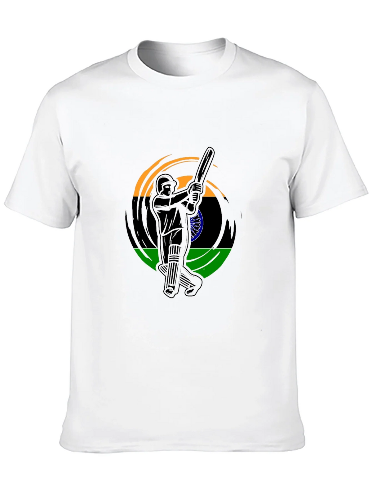 Cricket Player India Flag Graphic Black T-Shirt product image 9