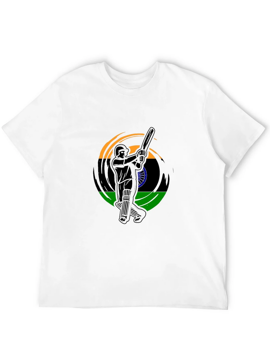 Cricket Player India Flag Graphic Black T-Shirt product image 11