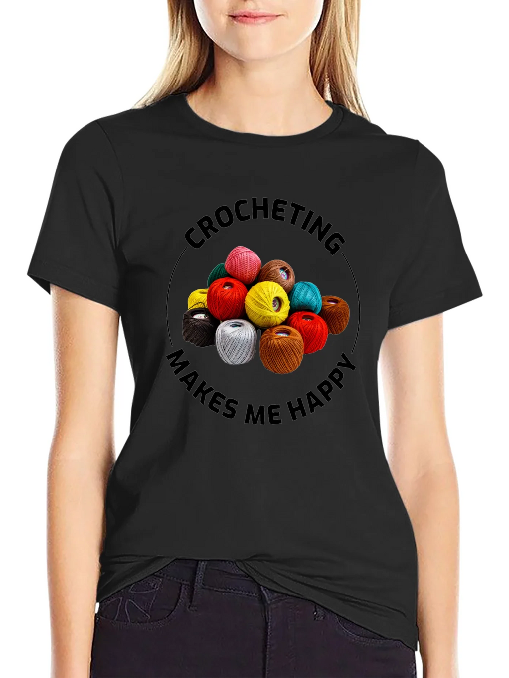 Crocheting Makes Me Happy Graphic Tee product image 2