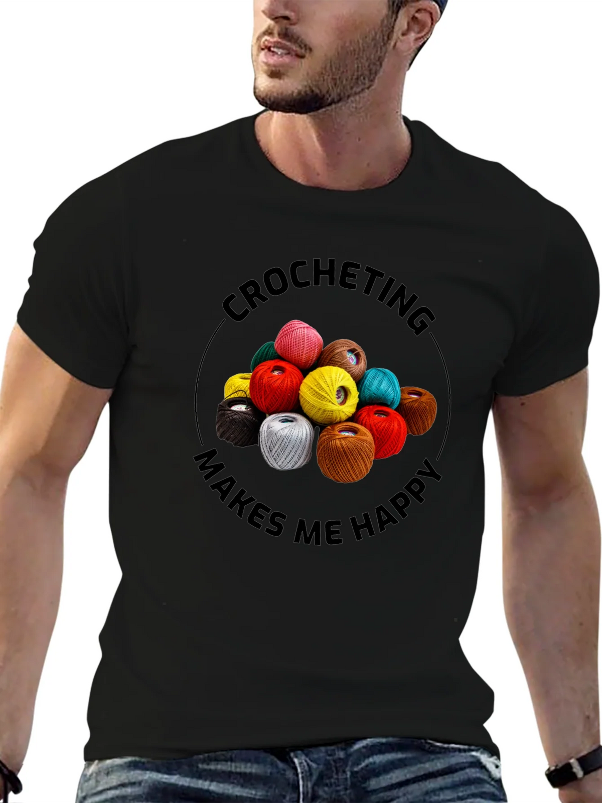 Crocheting Makes Me Happy Graphic Tee product image 6