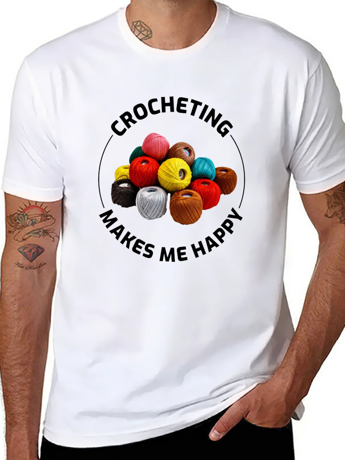 Crocheting Makes Me Happy Graphic Tee product image 7