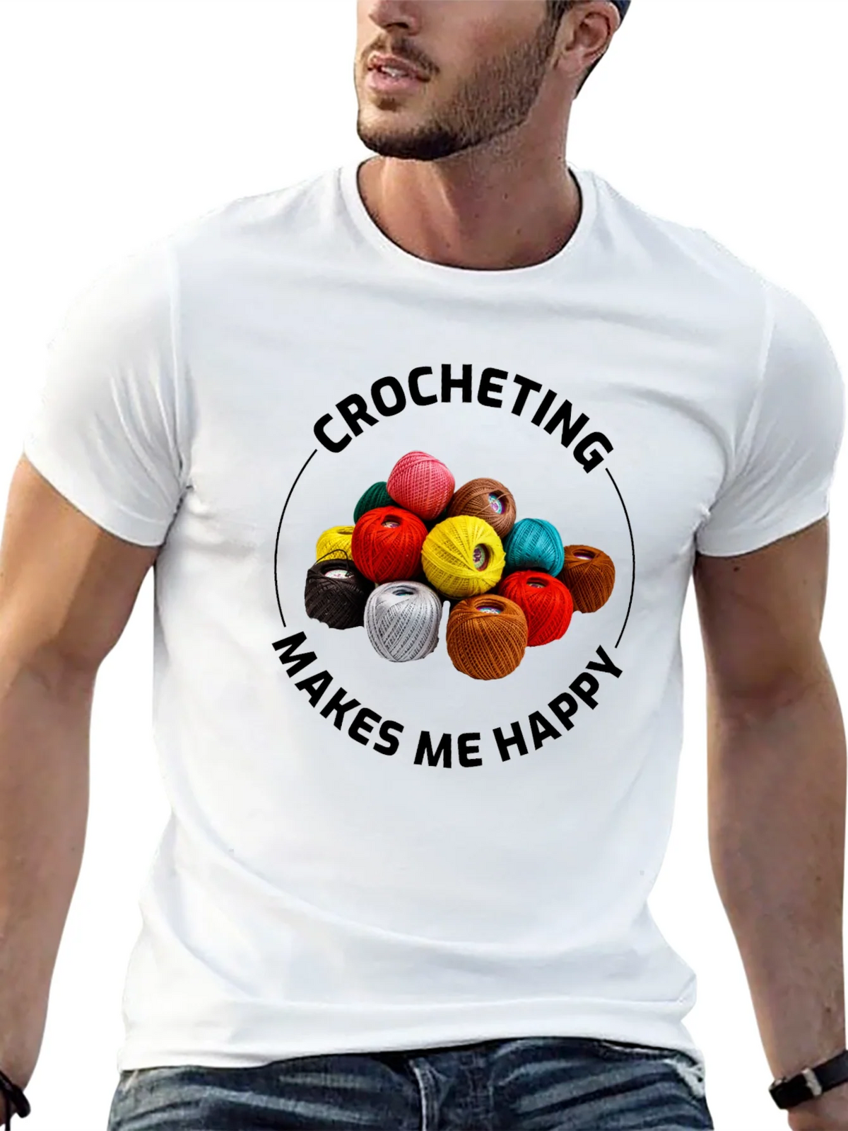 Crocheting Makes Me Happy Graphic Tee product image 12