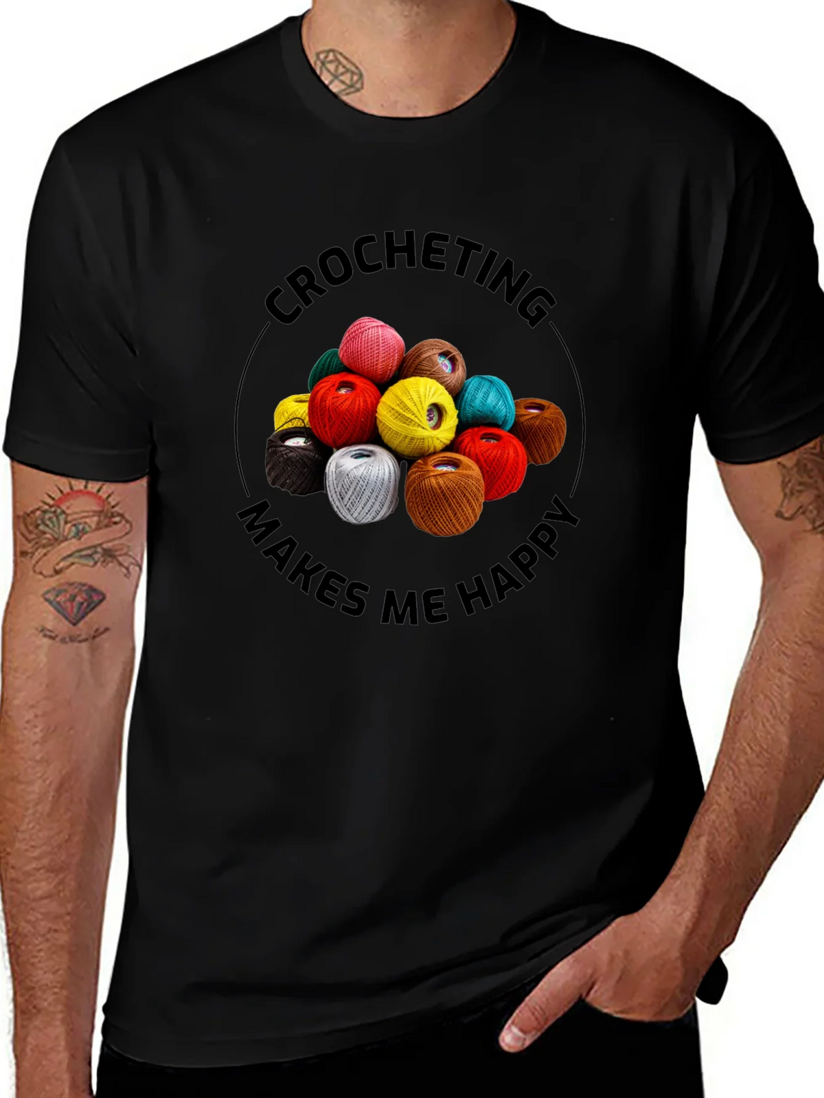 Crocheting Makes Me Happy Graphic Tee product image 1