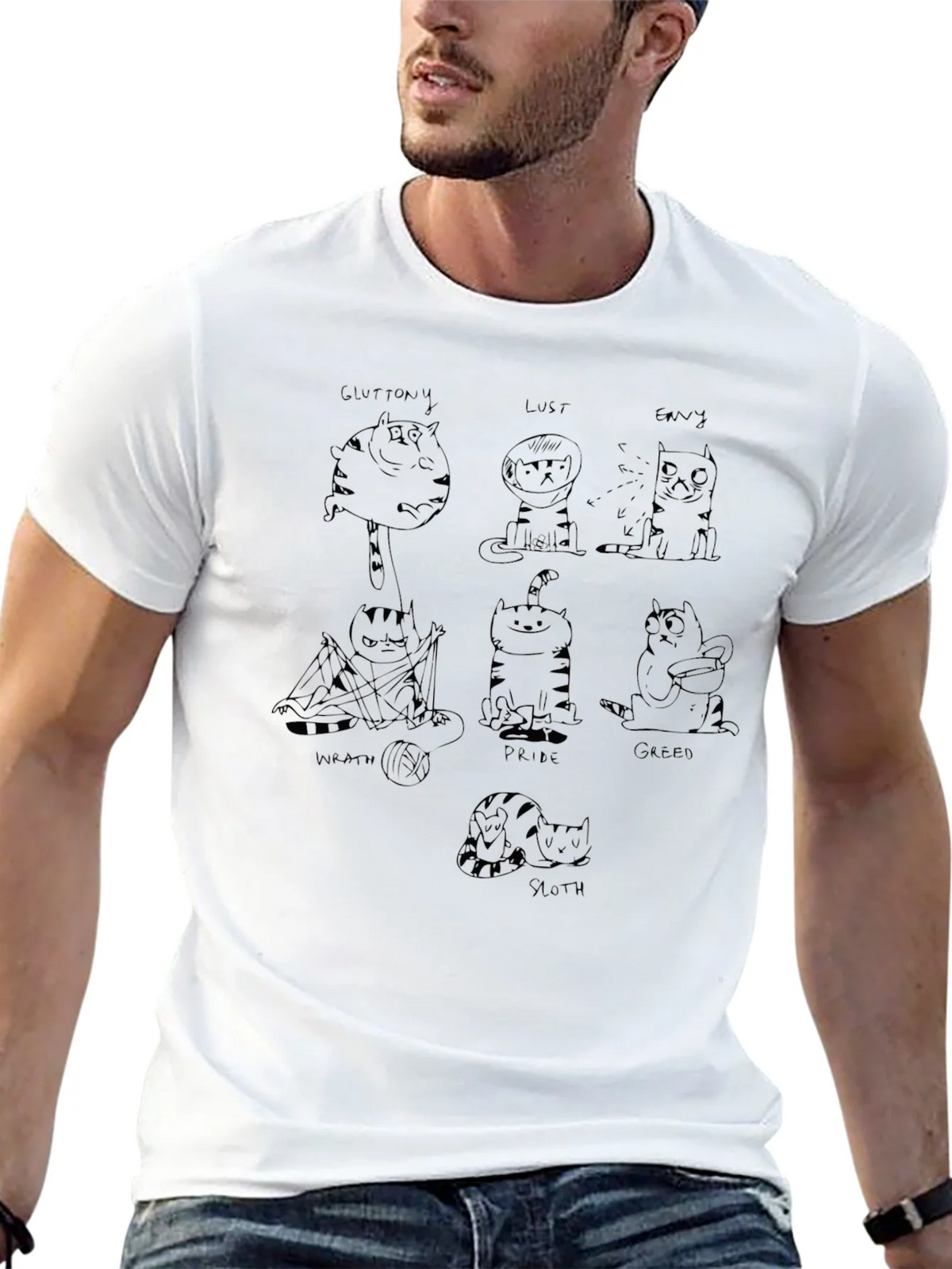 Seven Deadly Sins Cat Graphic Tee product image 12