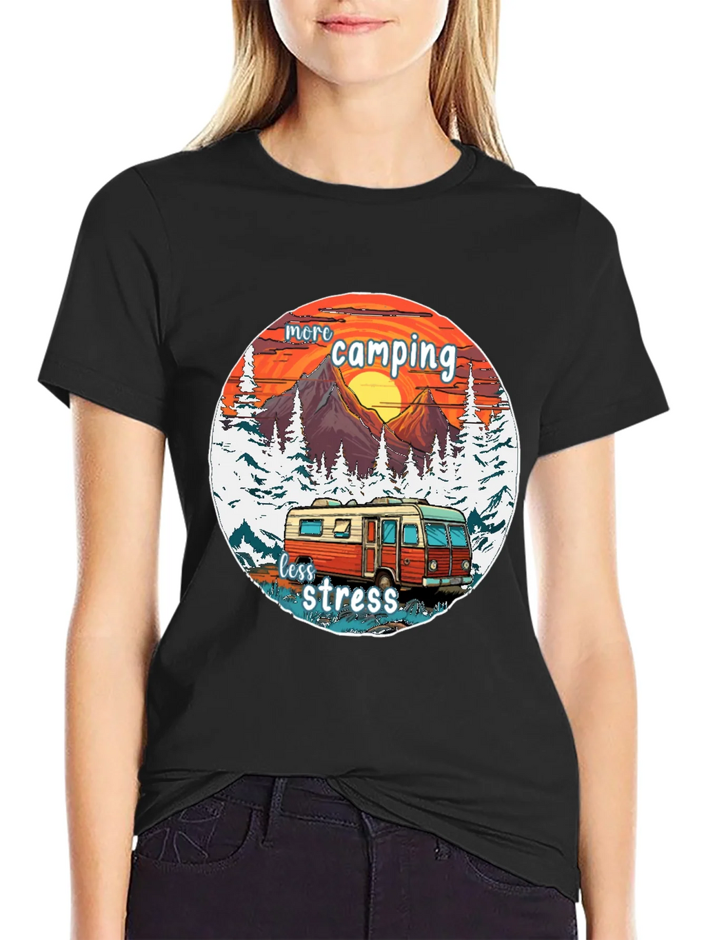 More Camping Less Stress Graphic Tee product image 1